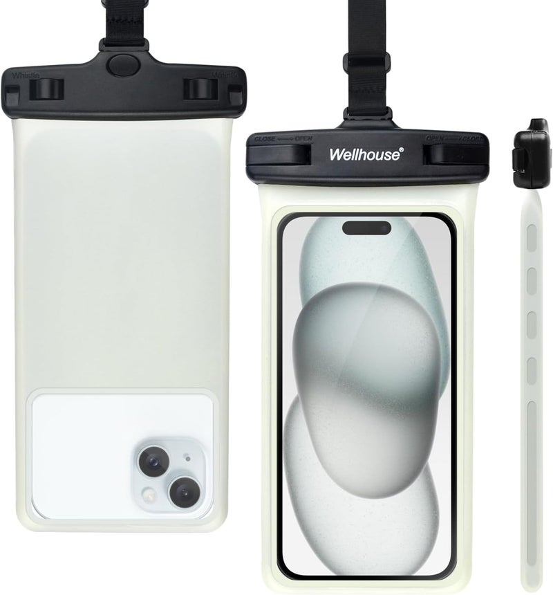 Wellhouse Waterproof Phone Pouch, Waterproof Phone Case for iPhone 16 15 14 13 12 Pro Max XS Samsung, IPX8 3D Cellphone Dry Bag Beach Essentials (1 Pack - Luminous Black7.0, 7 inch) - Image 1